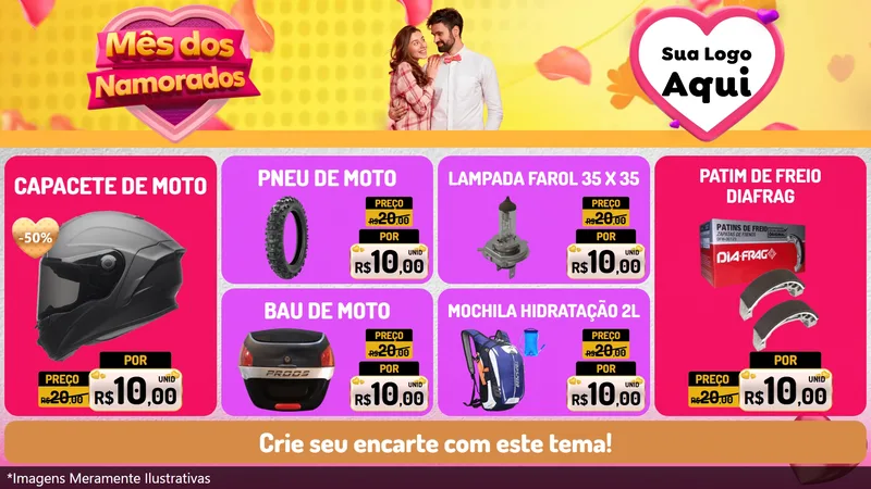 Modelo de TV para TV Horizontal com o tema Mês dos Namorados para Moto peças