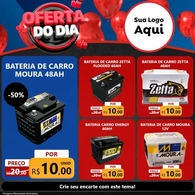Modelo de Rede Social para Feed Facebook com o tema Oferta do Dia para Baterias Elétricas
