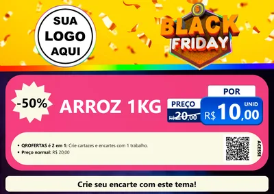 Modelo de Cartaz para Cartaz A4 Horizontal com o tema Black Friday para Supermercado