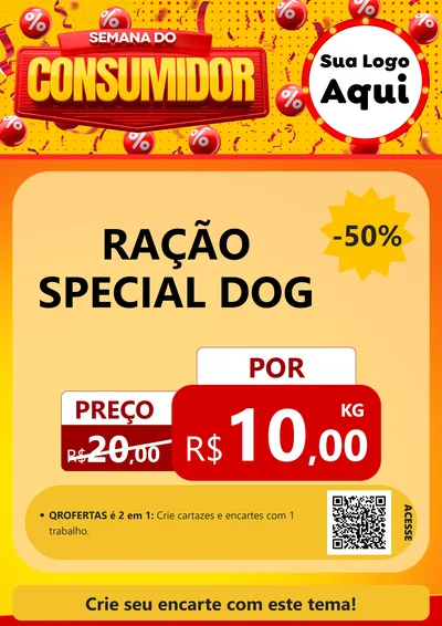 Modelo de Cartaz para Cartaz A4 Vertical com o tema Semana do Consumidor para Pet Shop