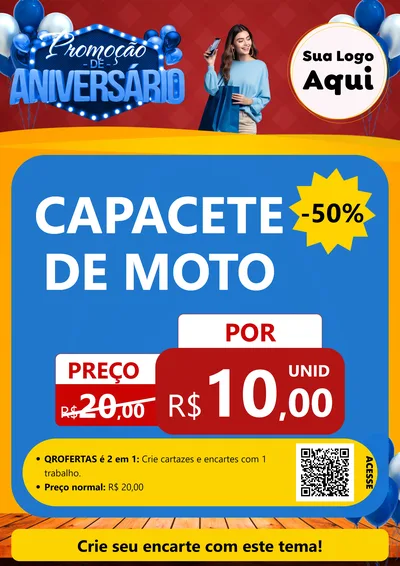 Modelo de Cartaz para Cartaz A4 Vertical com o tema Promoção de Aniversário para Moto peças