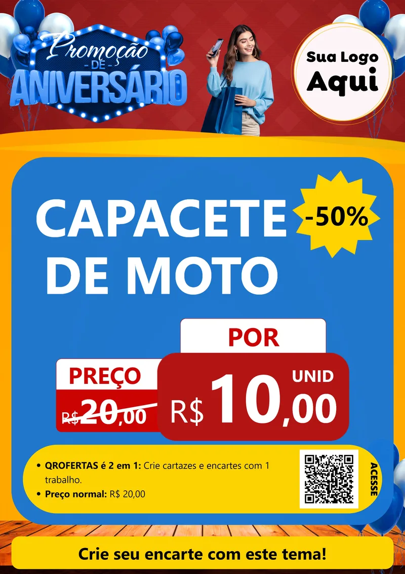 Modelo de Cartaz para Cartaz A4 Vertical com o tema Promoção de Aniversário para Moto peças