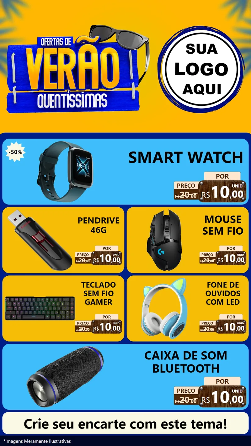 Modelo de TV para TV Vertical com o tema Ofertas de Verão Quentíssimas para Informática