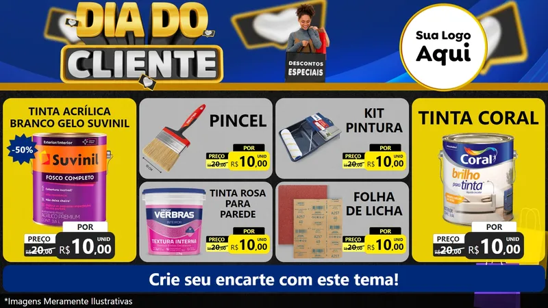 Modelo de TV para TV Horizontal com o tema Dia Do Cliente para Tintas e Ferramentas