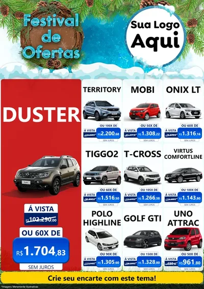Modelo de Encarte para Encarte A4 Vertical com o tema Festival de Ofertas - Inverno para Concessionaria de Carros