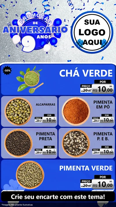 Modelo de TV para TV Vertical com o tema Promoção de Aniversário - 9 Anos para Produtos Naturais