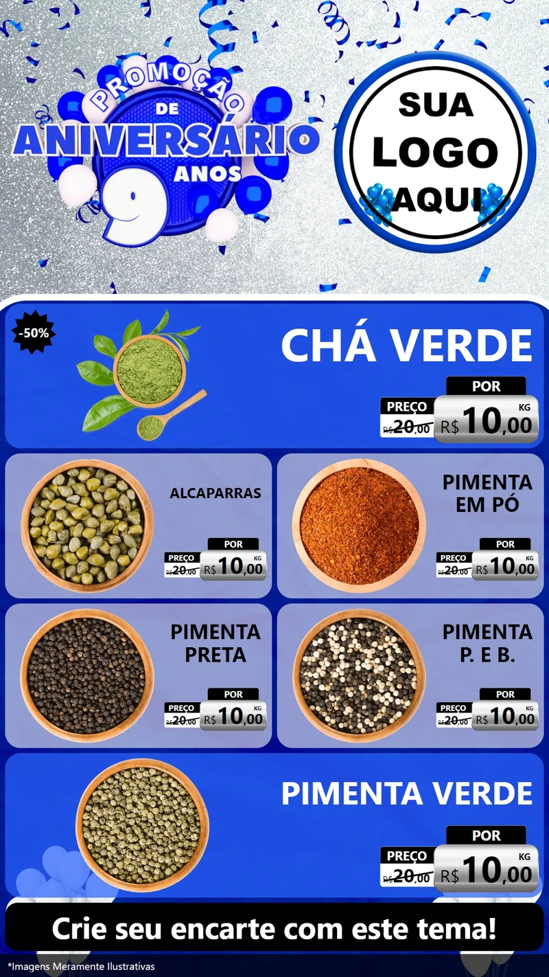 Modelo de TV para TV Vertical com o tema Promoção de Aniversário - 9 Anos para Produtos Naturais