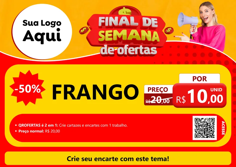 Modelo de Cartaz para Cartaz A4 Horizontal com o tema Final de Semana de Ofertas para Assados