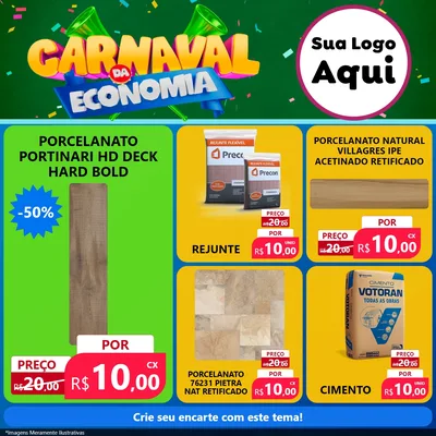 Modelo de Rede Social para Feed Facebook com o tema Carnaval da Economia para Pisos e revestimentos