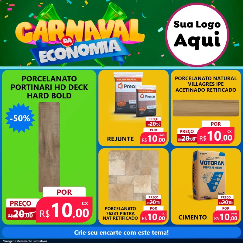 Modelo de Rede Social para Feed Facebook com o tema Carnaval da Economia para Pisos e revestimentos