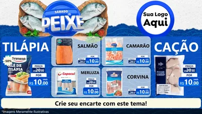 Modelo de TV para TV Horizontal com o tema Sábado do Peixe para Peixaria