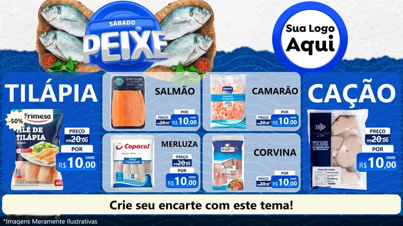 Modelo de TV para TV Horizontal com o tema Sábado do Peixe para Peixaria