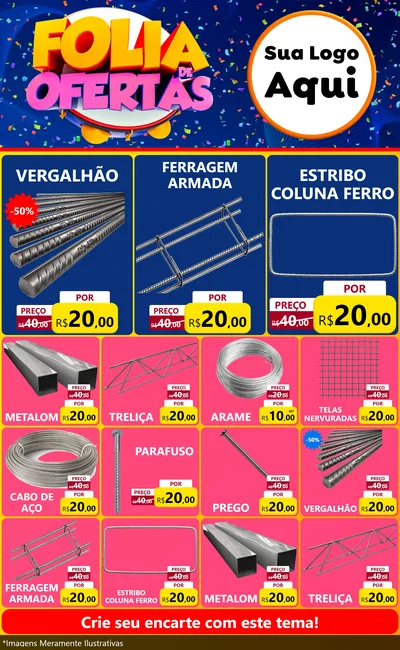 Modelo de Encarte para Encarte Grande com o tema Folia de Ofertas para Ferragens