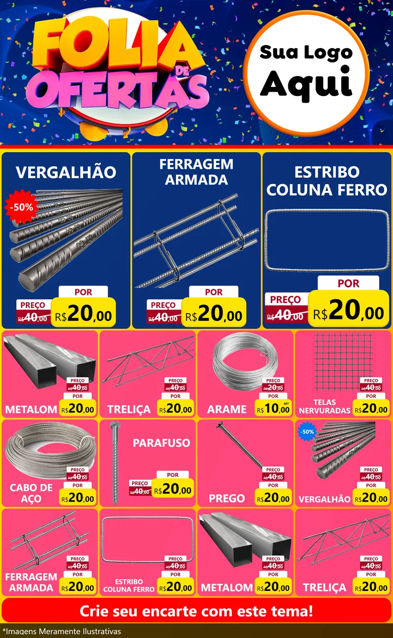 Modelo de Encarte para Encarte Grande com o tema Folia de Ofertas para Ferragens