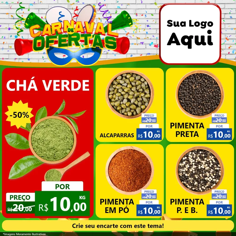 Modelo de Rede Social para Feed Facebook com o tema Carnaval de Ofertas para Produtos Naturais