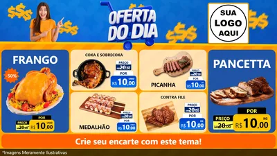 Modelo de TV para TV Horizontal com o tema Oferta do Dia para Assados