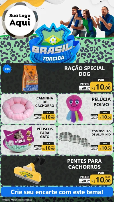 Modelo de TV para TV Vertical com o tema Brasil Torcida - Copa para Pet Shop