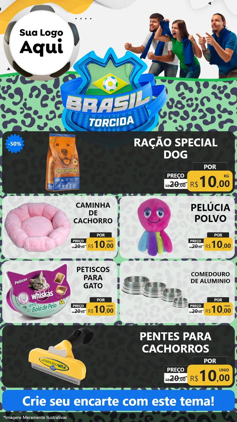 Modelo de TV para TV Vertical com o tema Brasil Torcida - Copa para Pet Shop