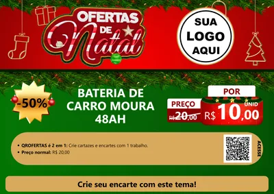 Modelo de Cartaz para Cartaz A4 Horizontal com o tema Ofertas de Natal para Baterias Elétricas