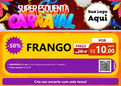 Modelo de Cartaz para Cartaz A4 Horizontal com o tema Super Esquenta de Carnaval para Assados