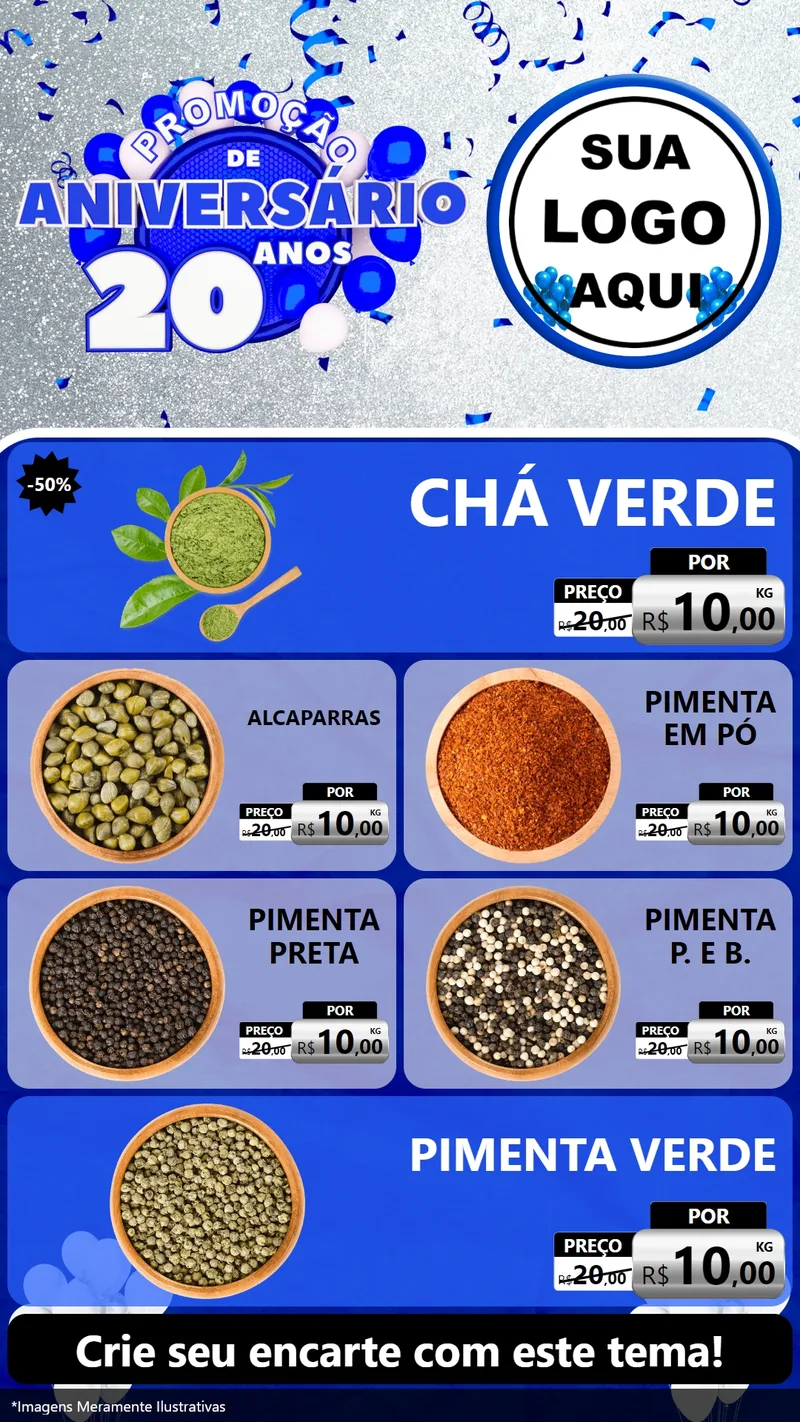 Modelo de TV para TV Vertical com o tema Promoção de Aniversário - 20 Anos para Produtos Naturais