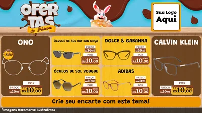 Modelo de TV para TV Horizontal com o tema Ofertas de Páscoa para Óticas