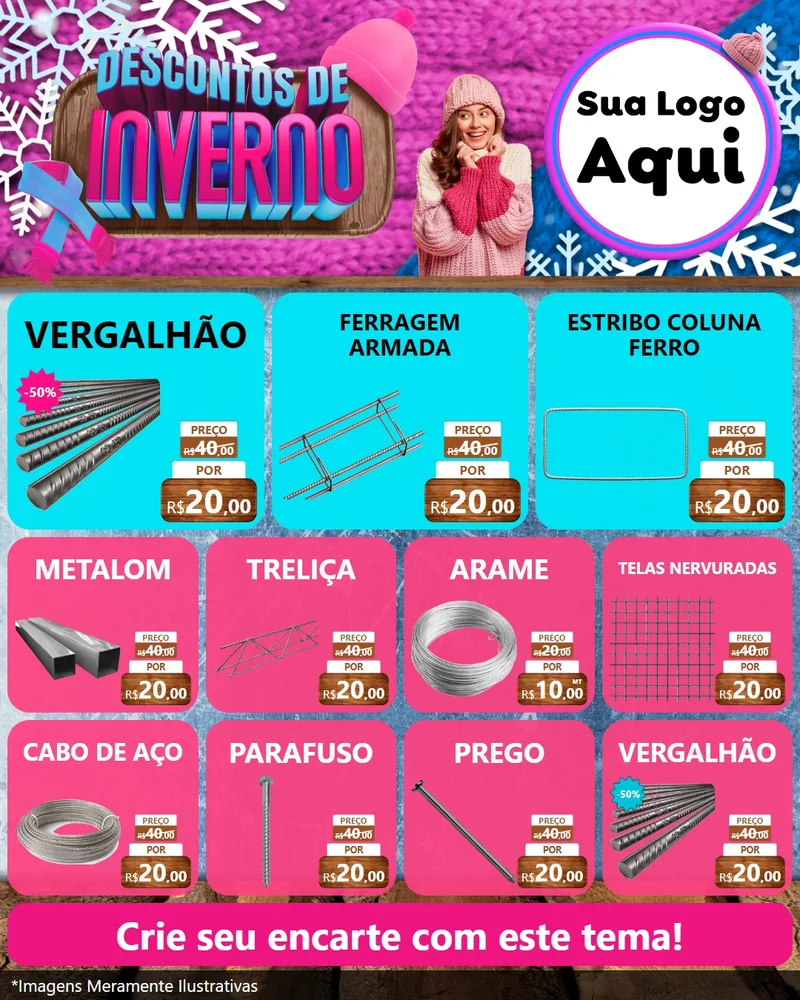 Modelo de Rede Social para Feed Instagram com o tema Descontos de Inverno para Ferragens
