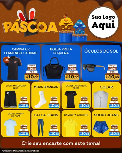Modelo de Rede Social para Feed Instagram com o tema Páscoa para Roupas e acessórios