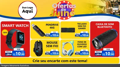 Modelo de TV para TV Horizontal com o tema Ofertas de Julho para Informática