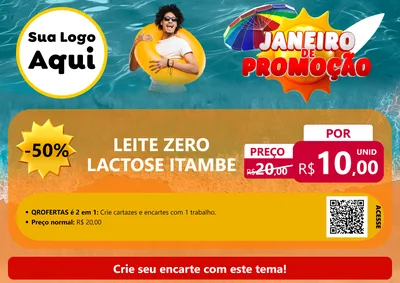 Modelo de Cartaz para Cartaz A4 Horizontal com o tema Janeiro de Promoção para Frios e Laticínios