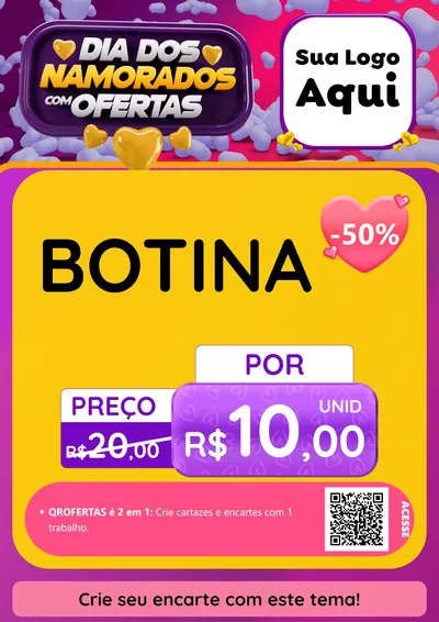 Modelo de Cartaz para Cartaz A4 Vertical com o tema Dia Dos Namorados Com Ofertas para Agropecuária