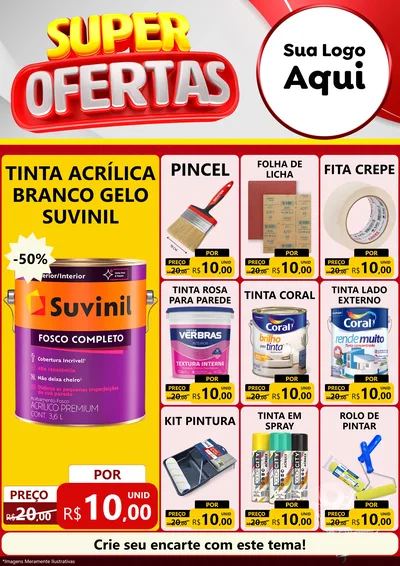 Modelo de Encarte para Encarte A4 Vertical com o tema Super Ofertas para Tintas e Ferramentas