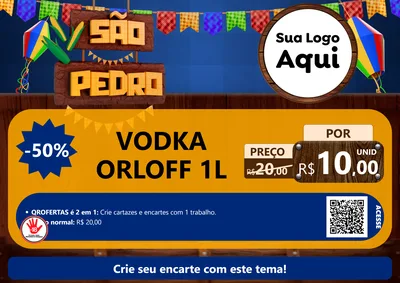 Modelo de Cartaz para Cartaz A4 Horizontal com o tema São Pedro para Distribuidora de bebidas