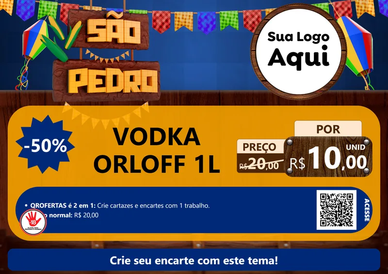 Modelo de Cartaz para Cartaz A4 Horizontal com o tema São Pedro para Distribuidora de bebidas