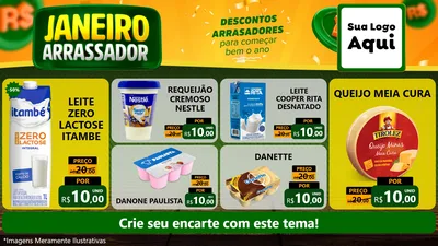Modelo de TV para TV Horizontal com o tema Janeiro Arrasador para Frios e Laticínios