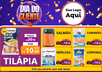 Modelo de Encarte para Encarte A4 Horizontal com o tema Dia do Cliente para Peixaria
