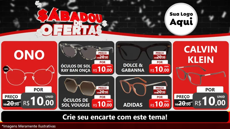 Modelo de TV para TV Horizontal com o tema Sabadou de Ofertas para Óticas