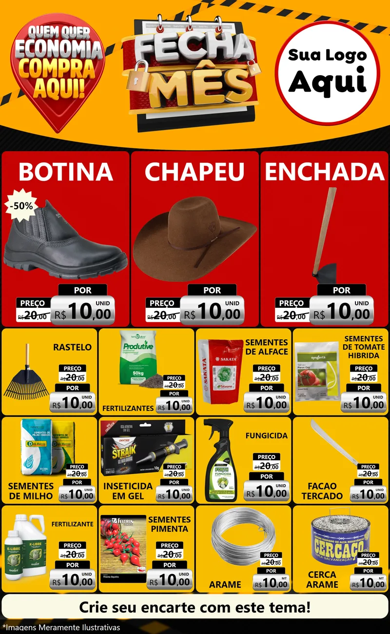 Modelo de Encarte para Encarte Grande com o tema Fecha Mês para Agropecuária