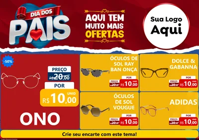 Modelo de Encarte para Encarte A4 Horizontal com o tema Dia dos Pais para Óticas