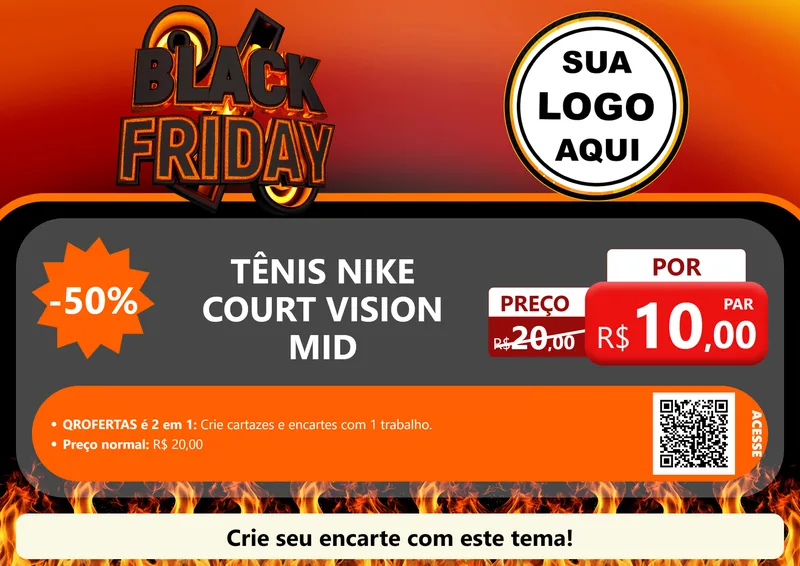 Modelo de Cartaz para Cartaz A4 Horizontal com o tema Black Friday para Calçados