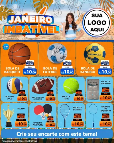 Modelo de Rede Social para Feed Instagram com o tema Janeiro Imbatível para Artigos Esportivos