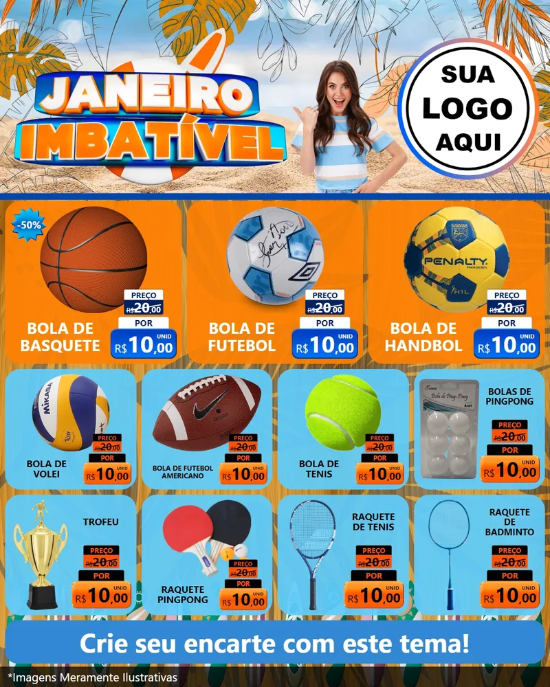 Modelo de Rede Social para Feed Instagram com o tema Janeiro Imbatível para Artigos Esportivos
