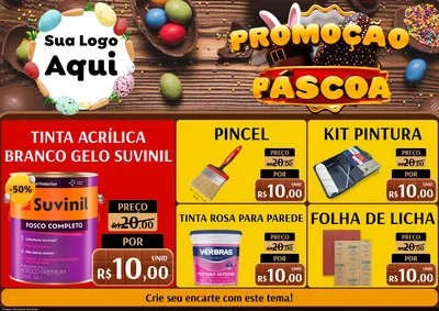 Modelo de Encarte para Encarte A4 Horizontal com o tema Promoção Páscoa para Tintas e Ferramentas