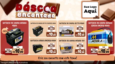 Modelo de TV para TV Horizontal com o tema Páscoa Encantada para Baterias Elétricas