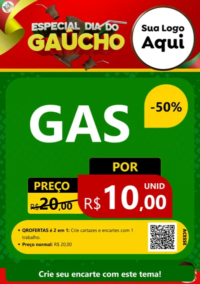 Modelo de Cartaz para Cartaz A4 Vertical com o tema Especial Dia do Gaúcho para Água e gás
