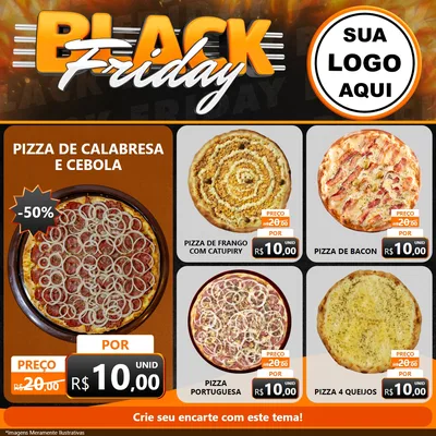 Modelo de Rede Social para Feed Facebook com o tema Black Friday para Pizzaria