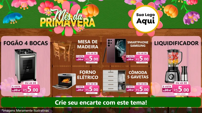 Modelo de TV para TV Horizontal com o tema Mês da Primavera para Móveis e Eletro