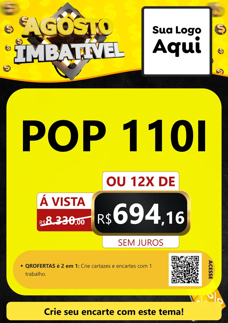 Modelo de Cartaz para Cartaz A4 Vertical com o tema Agosto Imbatível para Concessionaria de Motos