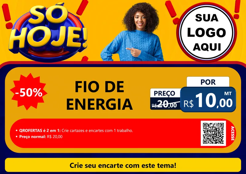 Modelo de Cartaz para Cartaz A4 Horizontal com o tema Só Hoje! para Materiais Elétricos