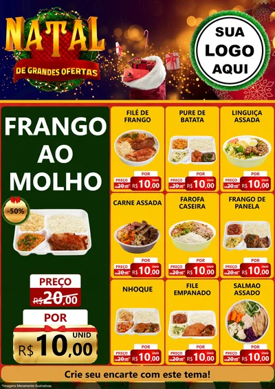 Modelo de Encarte para Encarte A4 Vertical com o tema Natal de Grandes Ofertas para Restaurante